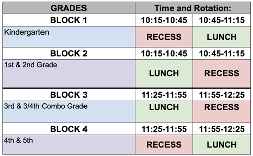 lunch and recess schedule